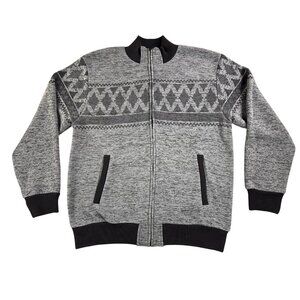 Most Official Seven Sweater Mens XL Gray Full Zip Bomber Knit Warm Geometric M07